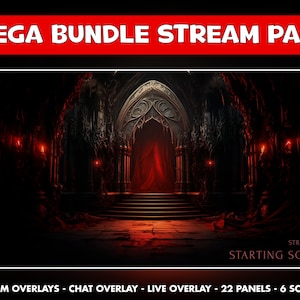 Telas animadas para tela de terror da porta twitch - Sobreposições de streamer vermelho - 6 telas - Bate-papo, sobreposições de câmera ao vivo - 22 painéis