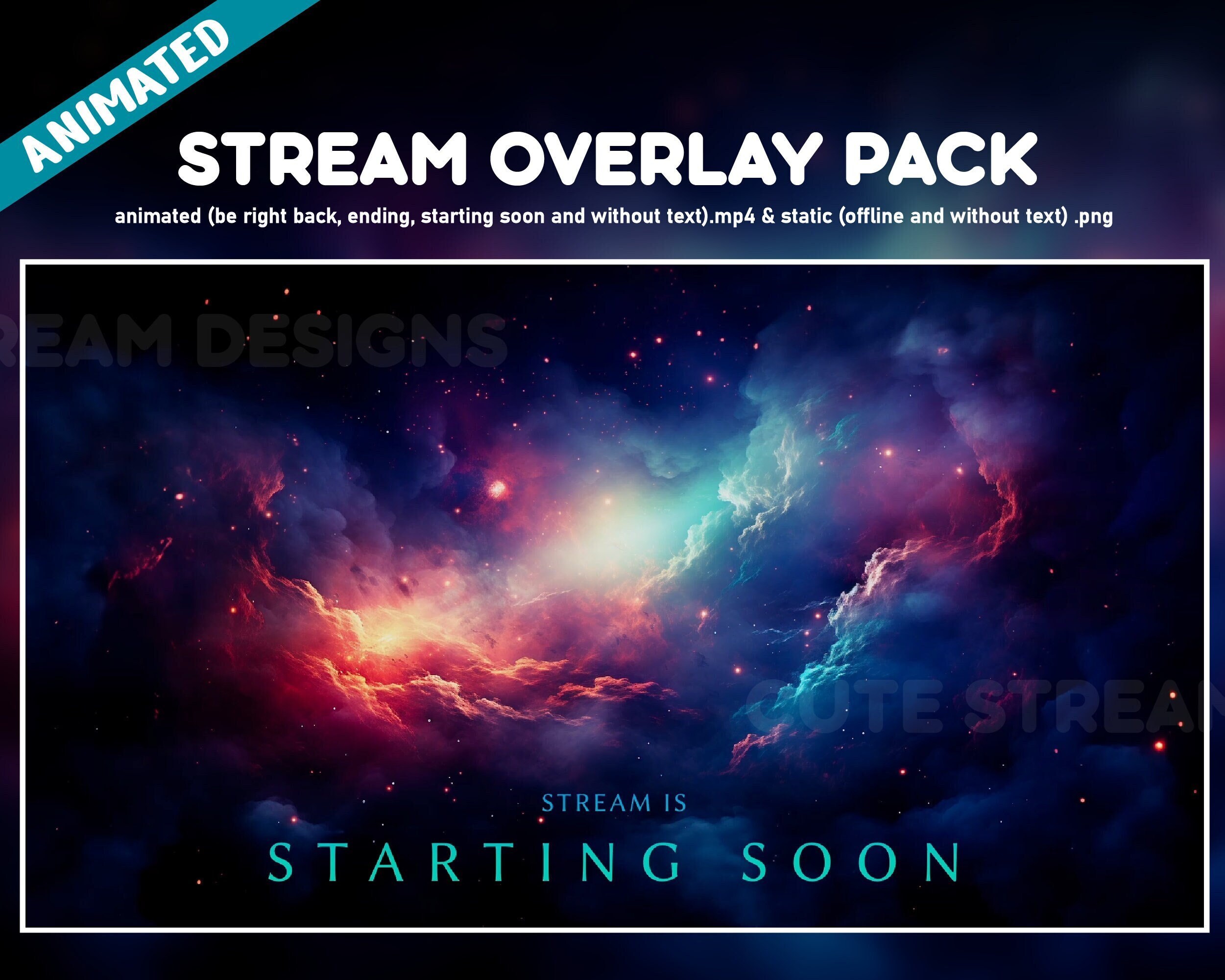 Celestial Twitch Overlay Animated Package - Aesthetic Stream Overlay ...
