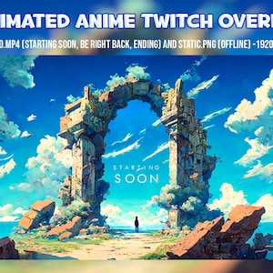 Pantalla animada Anime Twitch - Decoracion magica nubes fantasia - starting soon, be right back and ending - Vtuber background