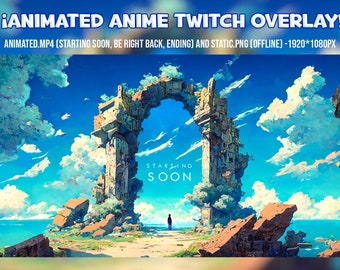 Pantalla animada Anime Twitch - Decoracion magica nubes fantasia - starting soon, be right back and ending - Vtuber background