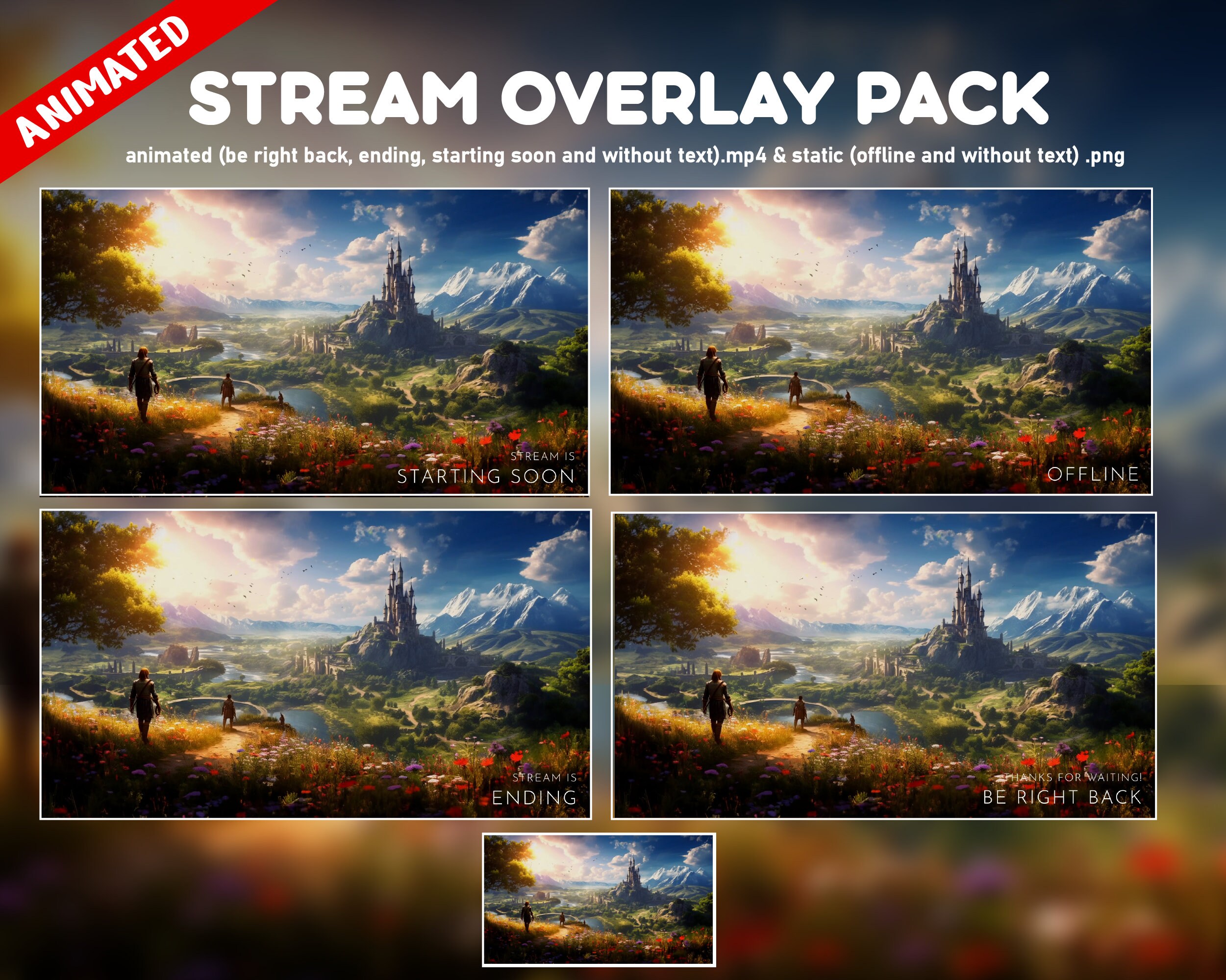 Twitch Overlay Animated Package Fantasy Landscape - Anime Style Overlay ...