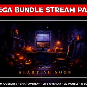 Schermi animati per twitch gothic room halloween - Sovrapposizioni di streamer - 6 schermi - Sovrapposizioni di chat live cam - pannelli