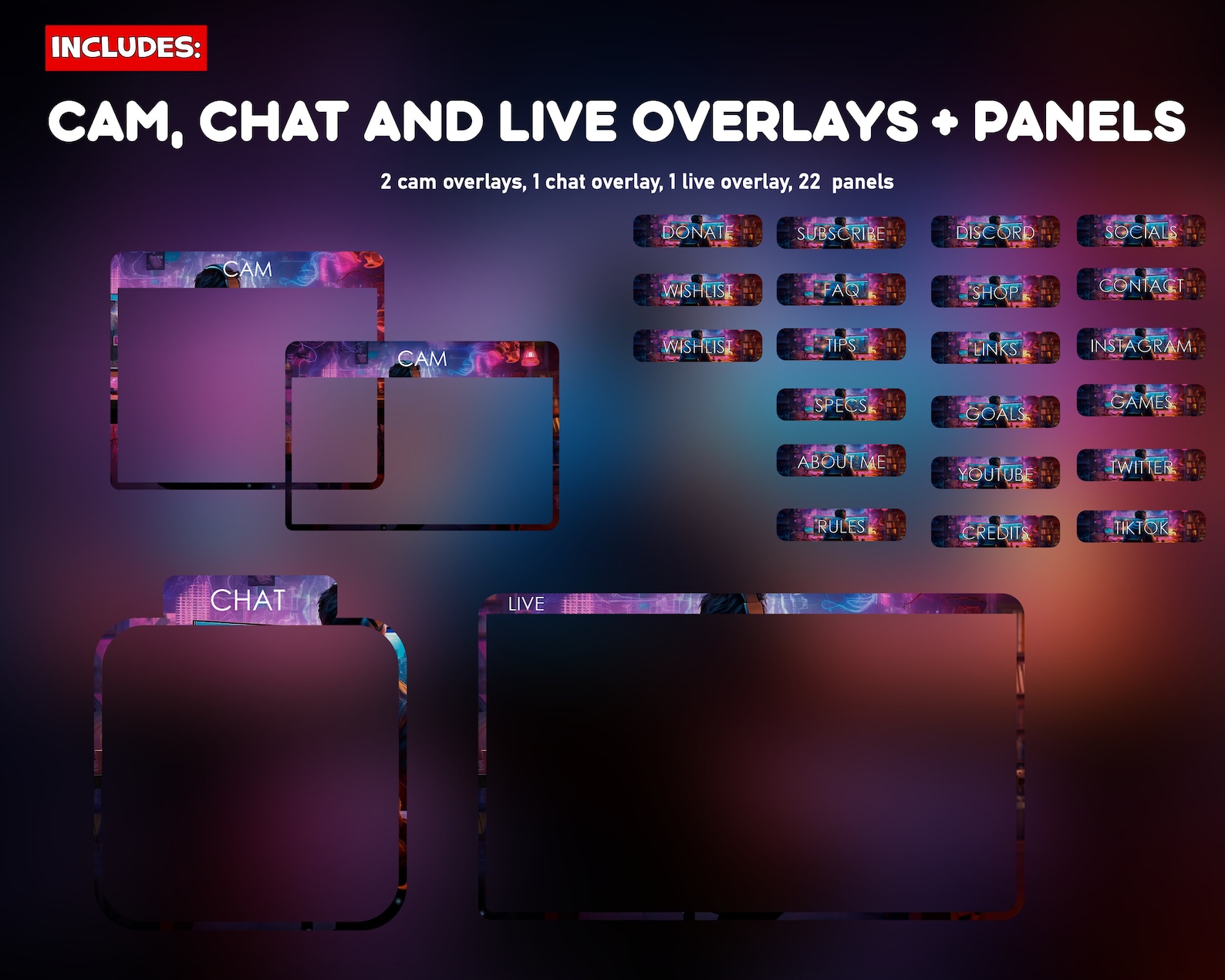 Type R Overlays Gamer Room Twitch Overlay Animated Pack Desktop Light Fantasy ...