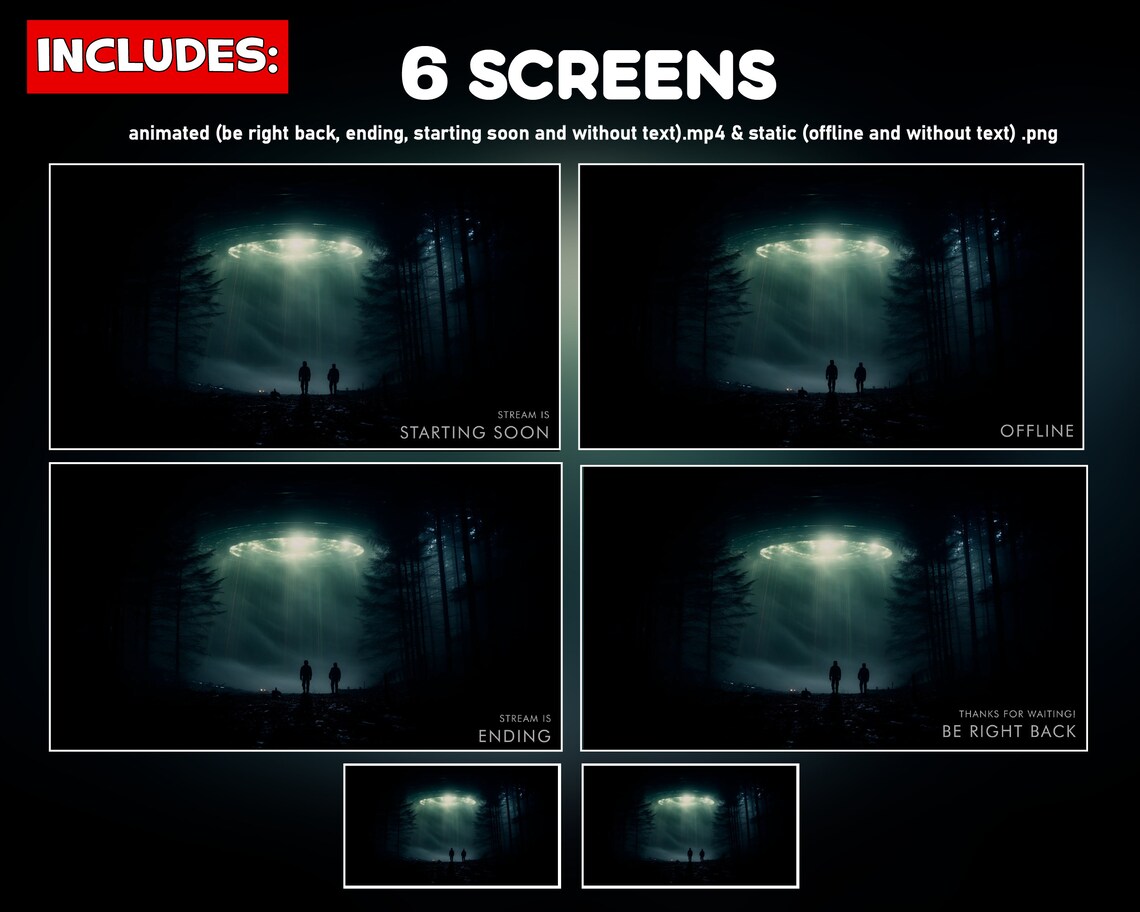Alien Twitch Overlay Animated Pack - UFO Stream Screens - Enchanting ...