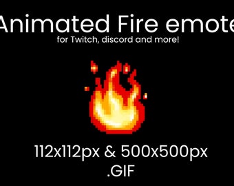 FIRE animated Emote  - stream Discord y Twitch - Hot fire sticker for streamers - Pixel art Instant download GIF