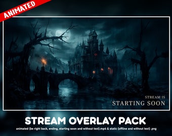 Geanimeerde schermen voor gothic horror twitch - Overlays voor streamers - binnenkort van start, zo terug, eindigend en offline