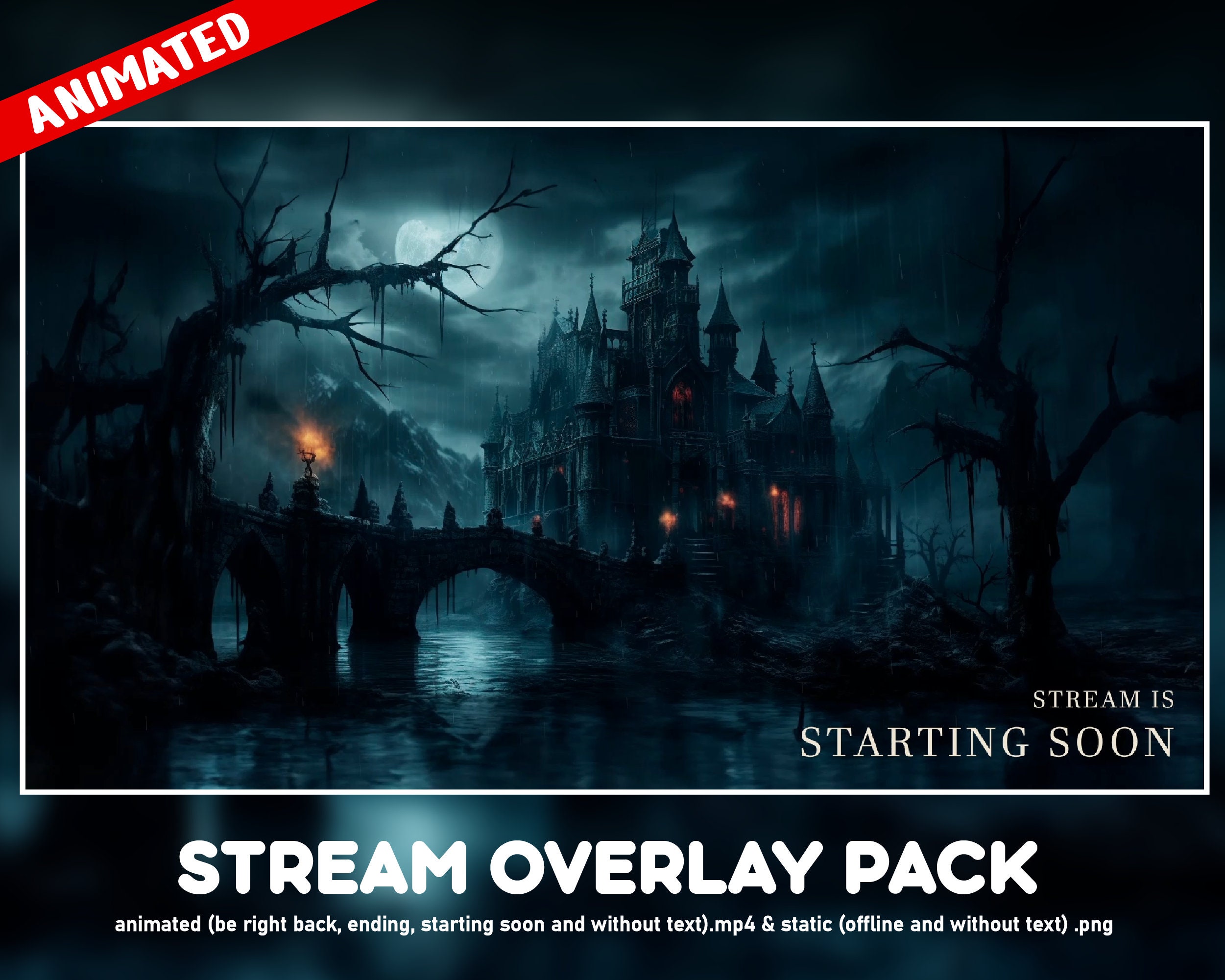 Haunted Overlay Goth Twitch Overlay Animated - Horror House Dark Background Screens ...