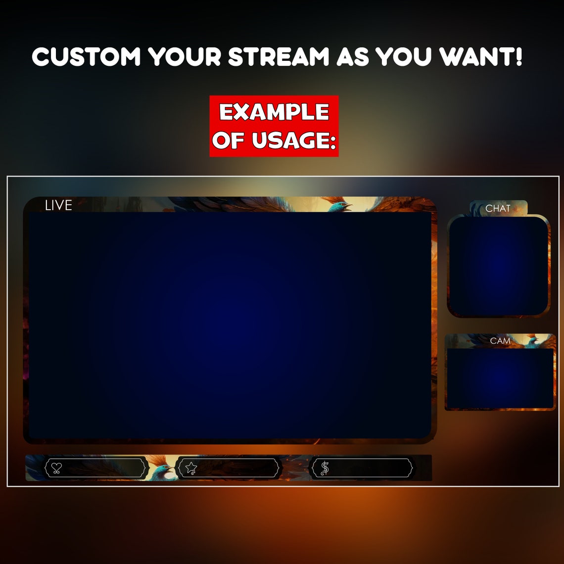 Phoenix Flames Twitch Overlay Animated Pack - Mythological Fantasy Fire ...