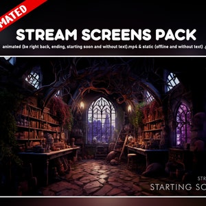 Witch room Twitch overlay animated pack - Inspired background magic room cozy botanic stream goth - Screens alquimist twitch cozy overlay