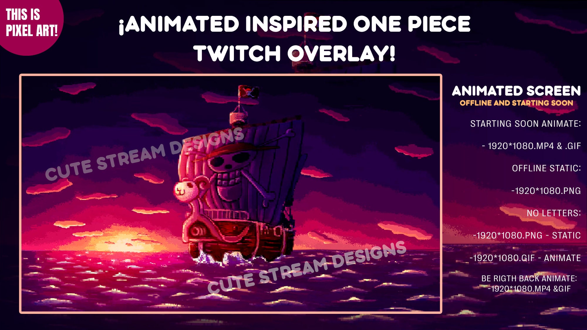 One Piece Stream Overlay Animated Overlay One Piece Twitch Inspirado Going Merry - Etsy Ireland