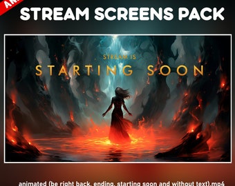 Dark Enchantress twitch overlay pack - Summoning Magic Animated Stream Background - Sorceress screen - Starting soon, be right back, ending
