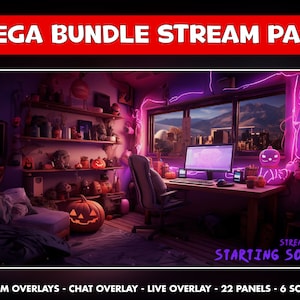 Schermi animati per twitch gothic room halloween - Sovrapposizioni di streamer - 6 schermi - Sovrapposizioni di chat live cam - pannelli