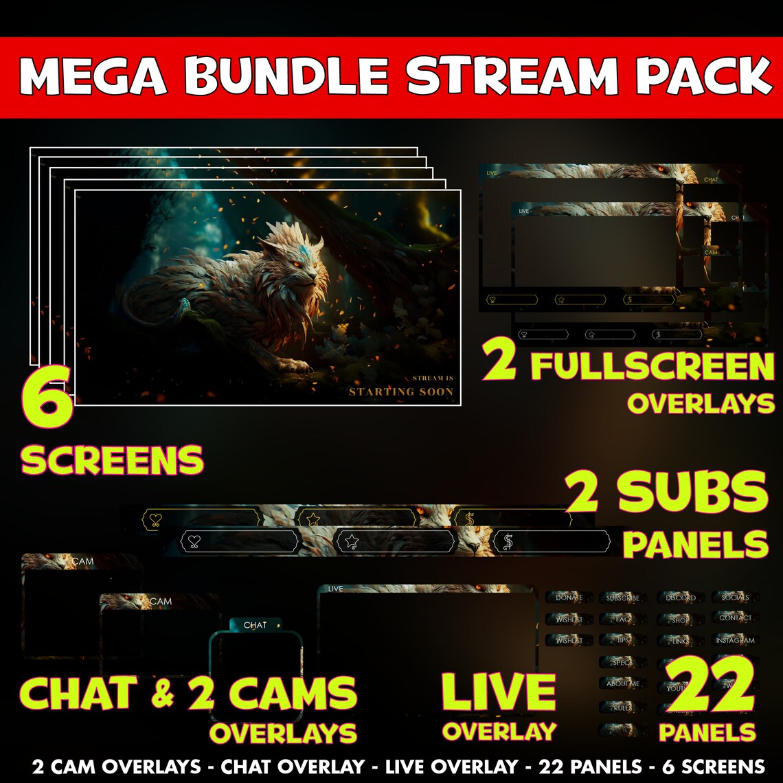 Chimera Twitch Overlay Animated Pack - Mythological Fantasy Forest ...