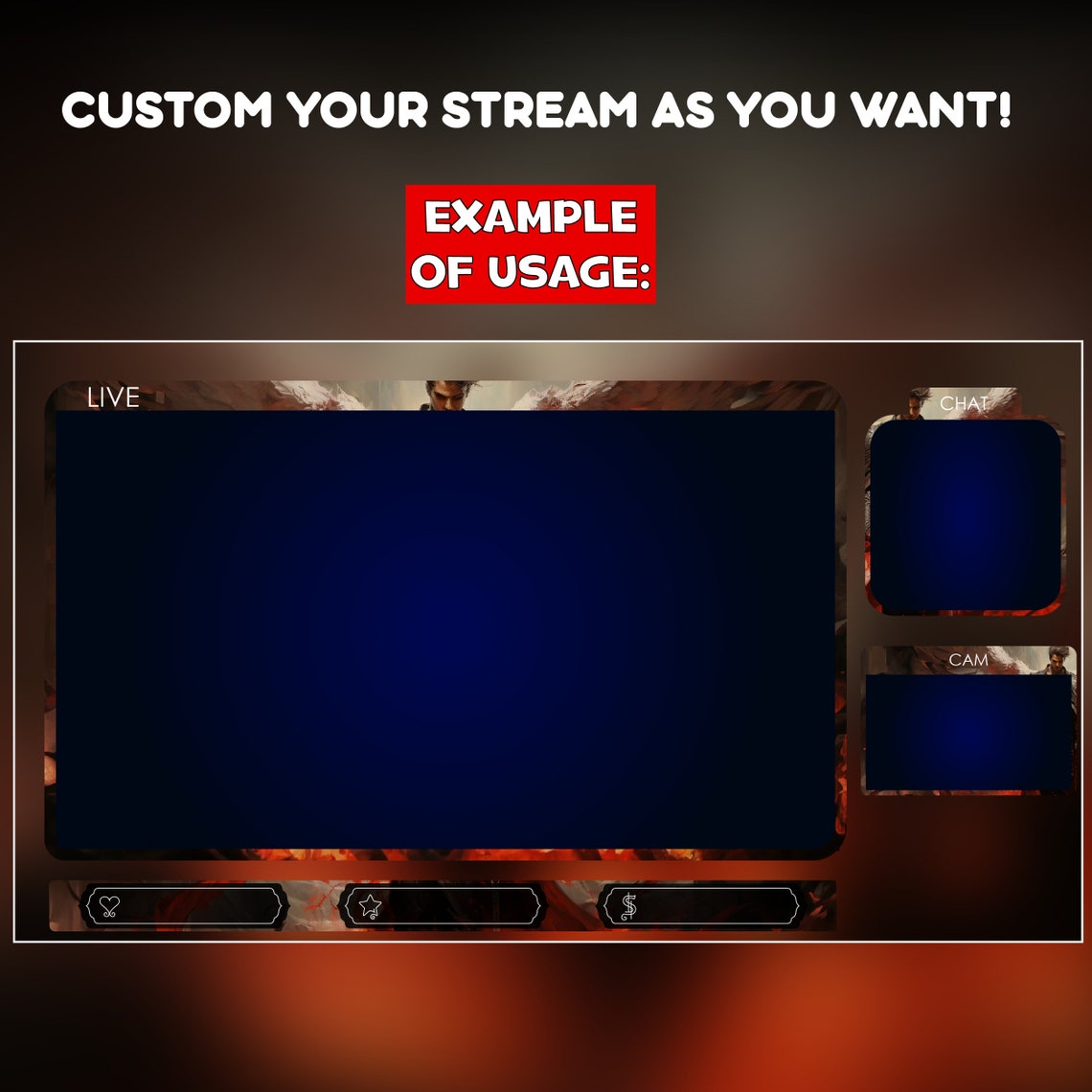 Fallen Angel Twitch Overlay Animated Pack - Mythological Red Warrior ...