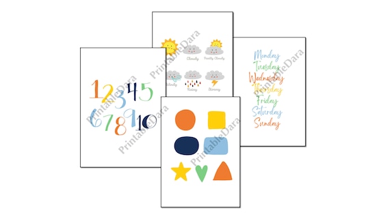 Printable Educational Nursery Wall Art Decor 4 Pieces - Etsy