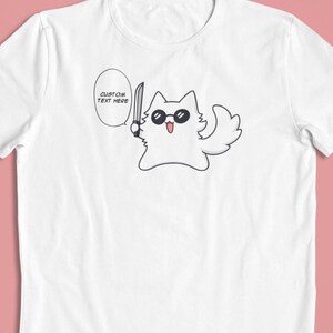 Gojo Satoru Cat Chibi: CUSTOM text –  Jujutsu Kaisen T-Shirt / Hoodie / Sweater | Cute Anime Streetwear | Gift for Him/Her