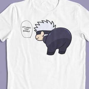 Gojo Satoru Chibi: testo PERSONALIZZATO – T-shirt / Felpa con cappuccio / Maglione / Abbigliamento da strada anime divertente / Regalo per lui/lei