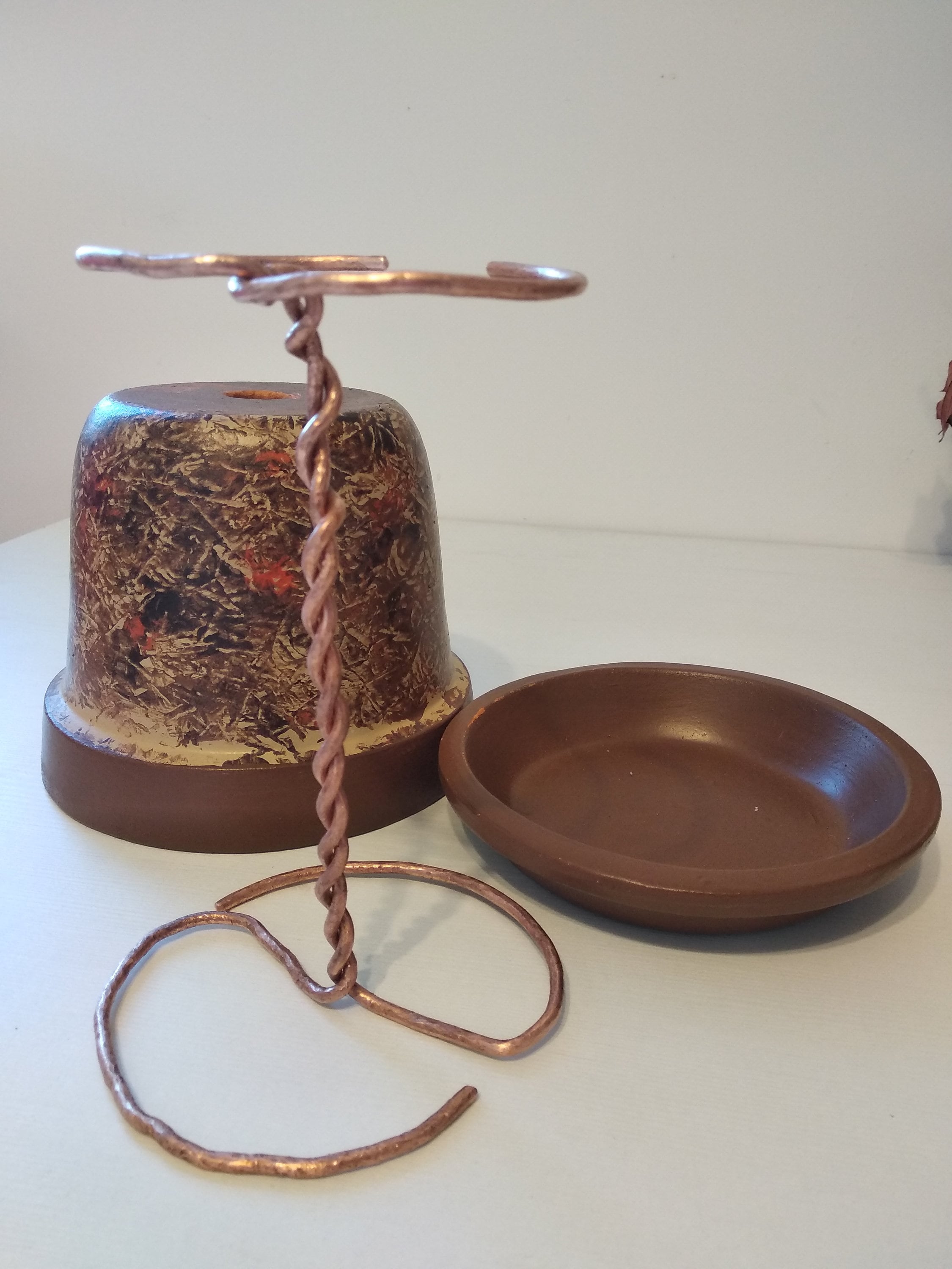 Candles Heater With Handcrafted Copper Bar, Tealight Stove, Ceramics