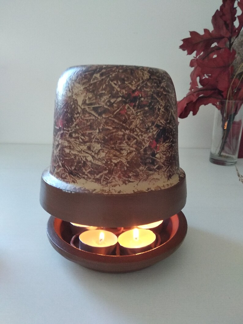 Candles Heater With Handcrafted Copper Bar, Tealight Stove, Ceramics