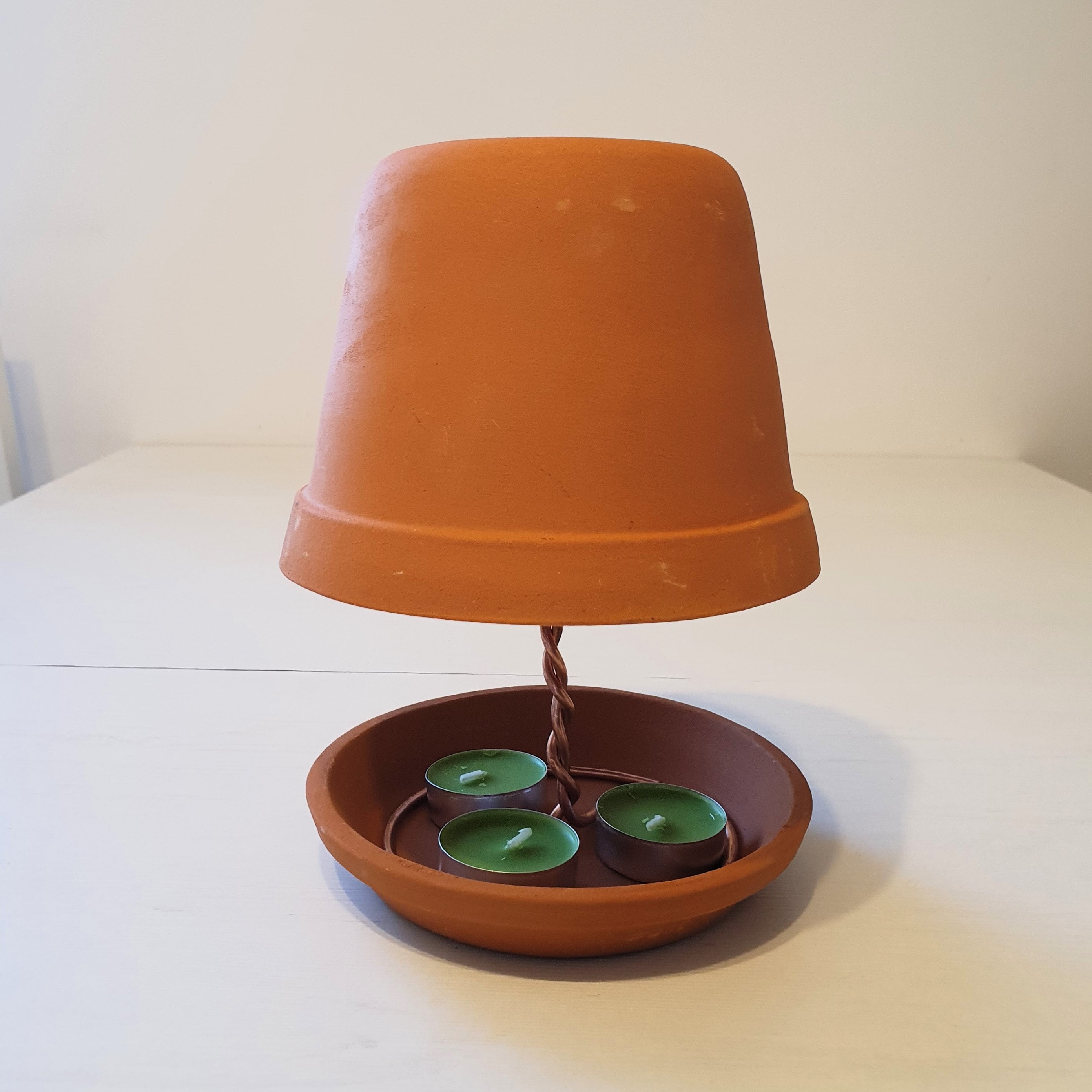 Candles Heater With Handcrafted Copper Bar, Tealight Stove, Ceramics