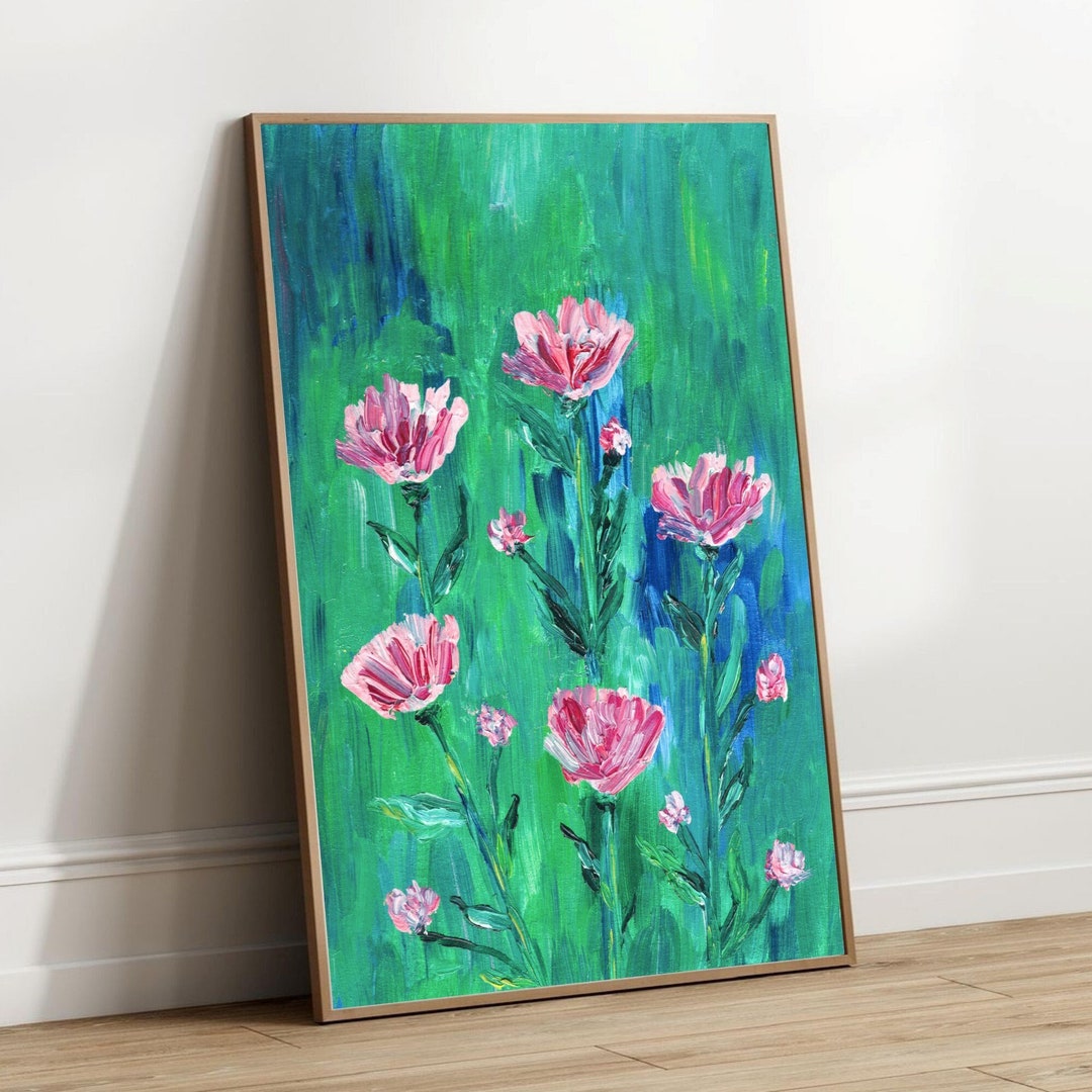 Colorful Flower Print Vintage Flower Oil Painting Flower Etsy