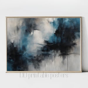 Navy Blue Wall Art  Printable Wall Art Modern Wall Art Blue Abstract Art Minimalist Poster Downloadable Art Brush Strokes Digital Print
