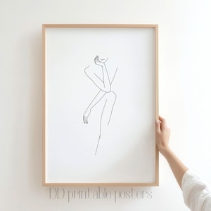 Line Art Woman Body Print, Minimalist Wall Art, One Line Print, Black White Print, Female Silhouette Print, Woman Line Drawing, Download