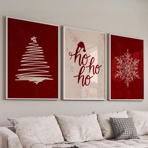 Christmas Print Set of 3, Christmas Printable Wall Art, Xmas Home Decor, Trendy Poster, Christmas Digital Download, Holiday Print Set