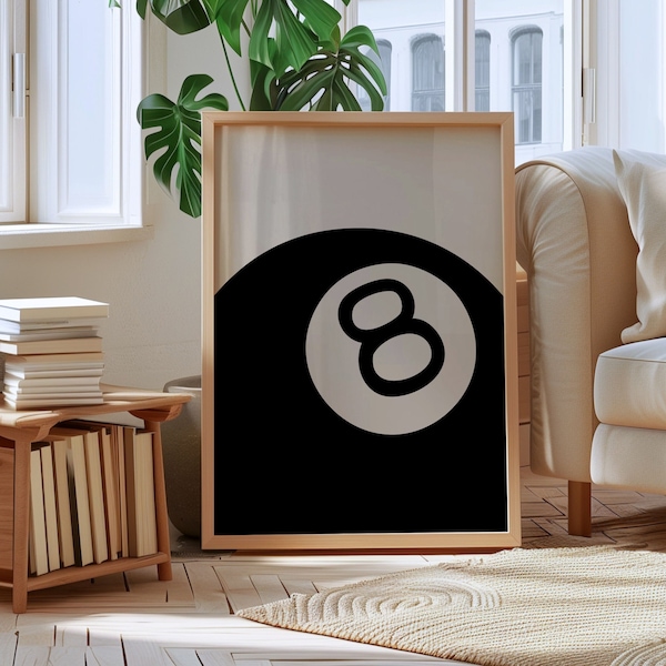 Eight Ball Poster, Trendy Retro Poster Wall Art, 8 Ball Print, Preppy Print, Room Decor College Dorm, Aesthetic Room Psychedelic Art Trippy