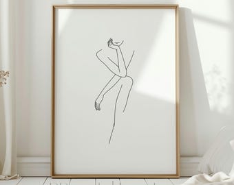 Stampa artistica minimalista del corpo femminile: download digitale in bianco e nero.
