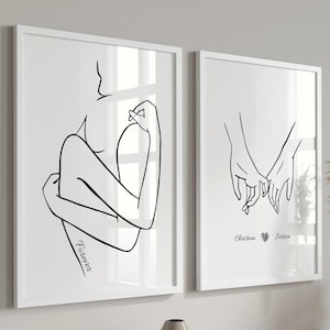 Minimalistische paar Linie Kunst zum Ausdrucken, personalisierte Name Wandkunst, moderne romantische Poster, individuelles Paar Geschenk, digitaler Download