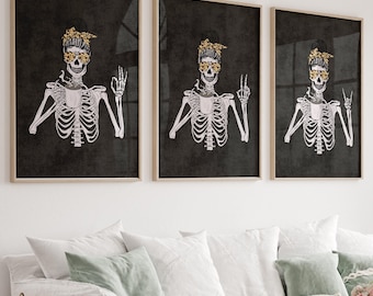 Gothic Skeleton Coffee Print, Funny Dark Kitchen Art Digital Download