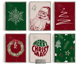 Conjunto de impresiones navideñas: Arte mural navideño de moda, descarga digital