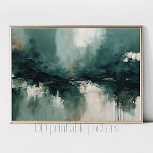 Dunkelgrüne Wandkunst Druckbare Wandkunst Moderne Wandkunst Grüne abstrakte Kunst Minimalistisches Plakat Herunterladbare Kunst Pinselstriche Digitaldruck