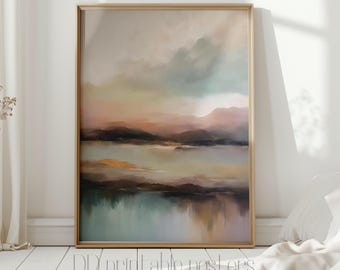 Soft Tone Abstract Landscape Print, Modern Wall Art Digital Download