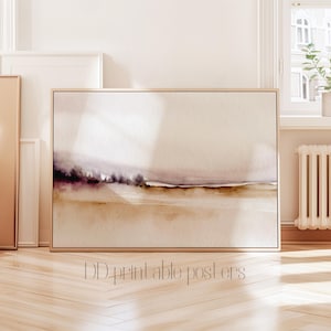 Minimalist Watercolor Landscape Print, Abstract Painting, Neutral Landscape, Printable Landscape, Instant Download, Horizontal Wall Art