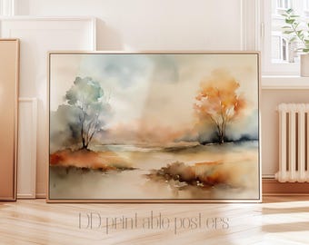 Abstract Watercolor Landscape Print Soft Color Minimalist Wall Art Digital Download