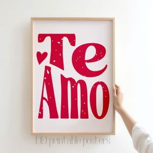Spaanse print Te Amo: ik hou van jou typografie, slaapzaal decor afdrukbare digitale download