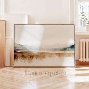 Minimalist Watercolor Print, Neutral Watercolor Landscape, Horizontal Wall Art, Printable Landscape, Abstract Painting, Instant Download