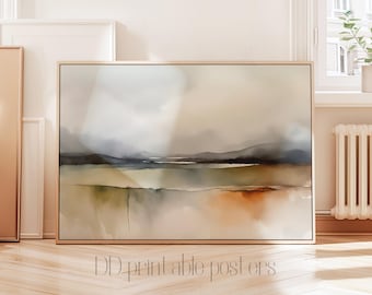 Watercolor Landscape Art Print, Abstract Minimalist Painting Digital Download