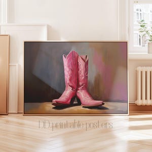 Cowgirl boots pink wall art, western pink nursery print, teen girl bedroom, Printable dorm room posters, preppy decor. DIGITAL DOWNLOAD
