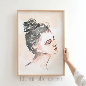 Abstract Woman Face Print, Minimalist Woman Portrait, Aesthetic Wall Print, Woman Silhouette Poster, Digital Art Print, Poster Download