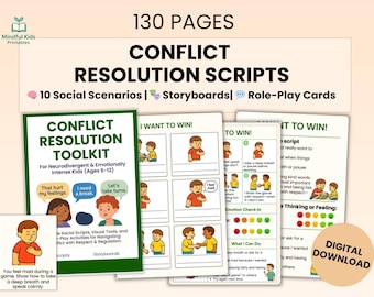 Conflict Resolution Toolkit for Kids | Problem Solving Scripts, Apology & Repair Activities, SEL Printable