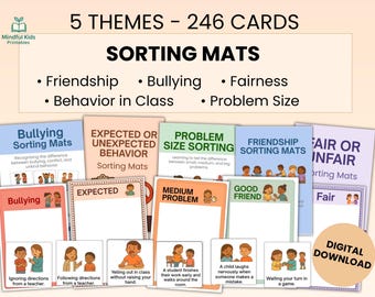 SEL Sorting Mats Bundle for Kids – Friendship, Bullying, Problem Solving, Fair vs Unfair | Social Emotional Learning Activities