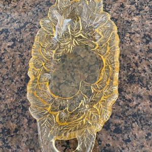 Vintage Indiana glass Yellow Mist “Tiara” Sweet Pear pickle dish