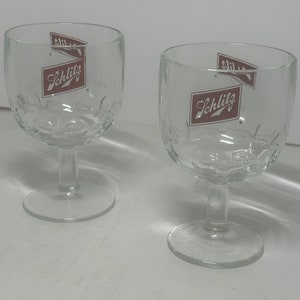 Set of 2 vintage Schlitz Beer Goblets - 1970