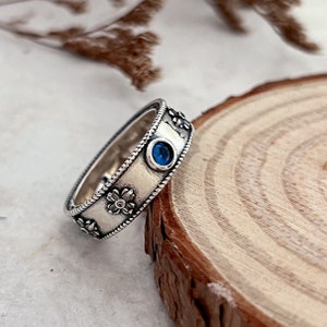 Sophie ring howls ring inlaid with shiny diamonds All-over sterling silver couple rings,Handmade sterling silver image 5