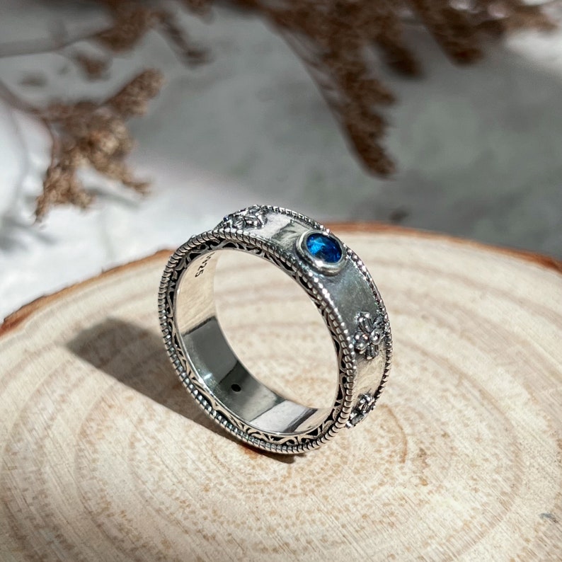 Sophie ring howls ring inlaid with shiny diamonds All-over sterling silver couple rings,Handmade sterling silver Azul