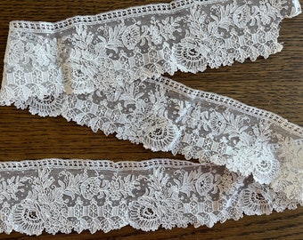 Antique Point de Gaze lace border. Handmade Brussels needle lace.