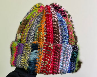 one of a kind scraps beanie !! perfect for gift hat